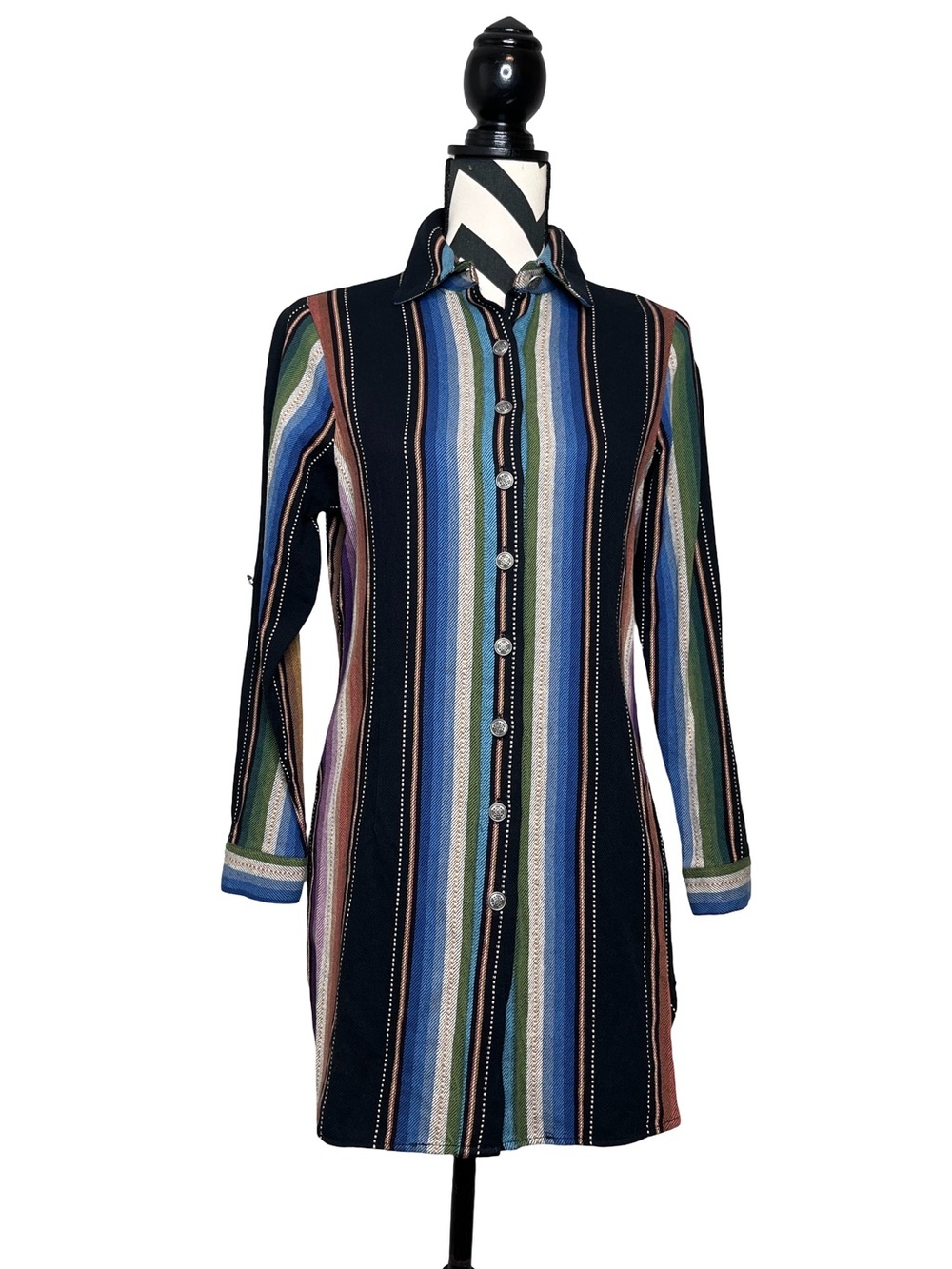 Lucky & Blessed Western Striped Boho Aztec Button Front Shirt Sz XS